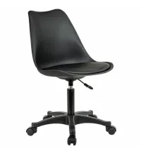 Кресло стул  "Eames MG-310 PL", пластик черный, экокожа черная, 532927