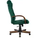 Кресло руководителя Бюрократ T-9928WALNUT Fabric зеленый Italia Green крестов. металл/дерево. Фото товара с разных ракурсов.